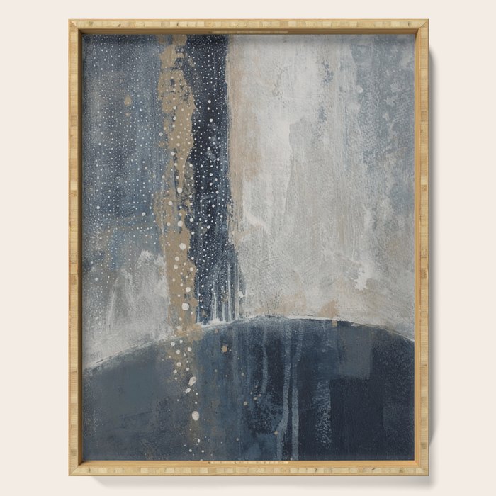 Blue and Beige Abstract Painting  Textured Modern Art Serving Tray Gallery Image 1