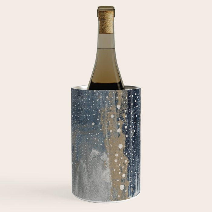 Blue and Beige Abstract Painting  Textured Modern Art Wine Chiller Gallery Image 2