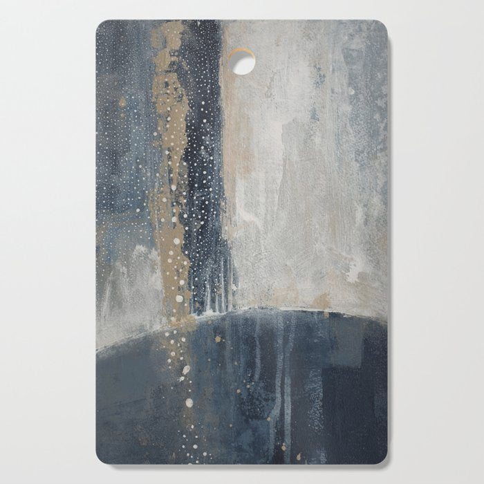Blue and Beige Abstract Painting  Textured Modern Art Cutting Board Gallery Image 1