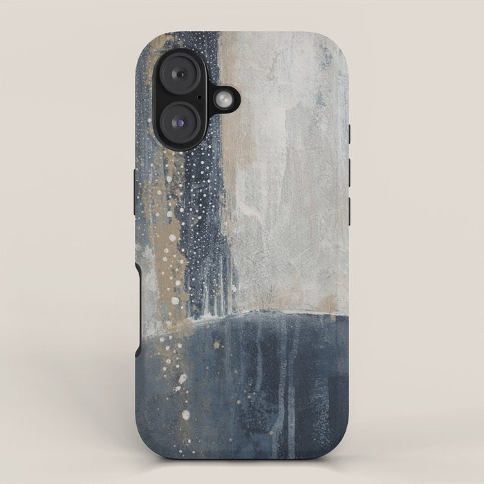 Blue and Beige Abstract Painting  Textured Modern Art iPhone Case Gallery Image 1