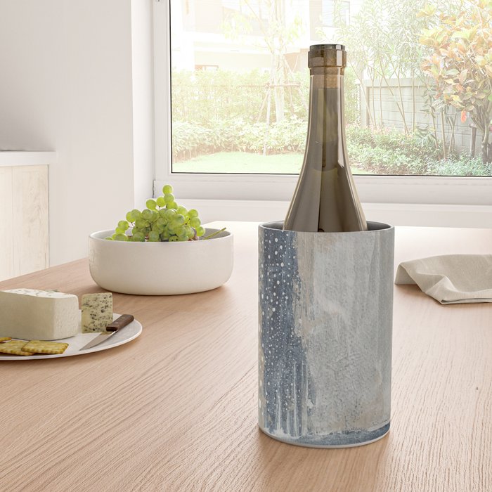 Blue and Beige Abstract Painting  Textured Modern Art Wine Chiller Gallery Image 4