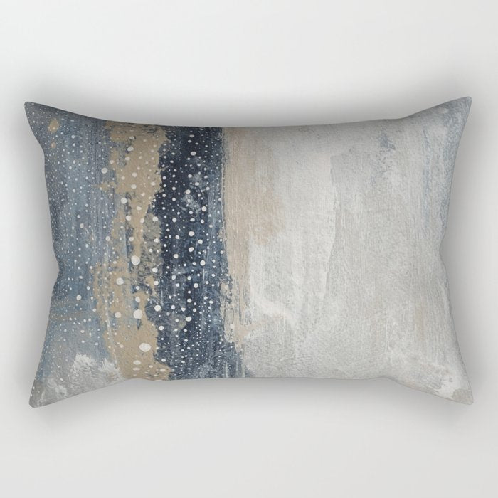Blue and Beige Abstract Painting  Textured Modern Art Rectangular Pillow Gallery Image 1