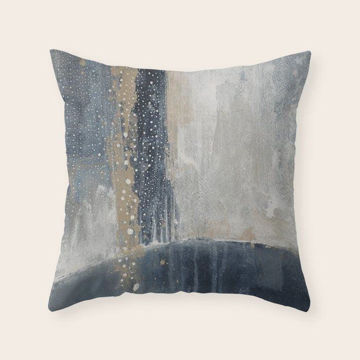 Blue and Beige Abstract Painting  Textured Modern Art Throw Pillow Gallery Image 1