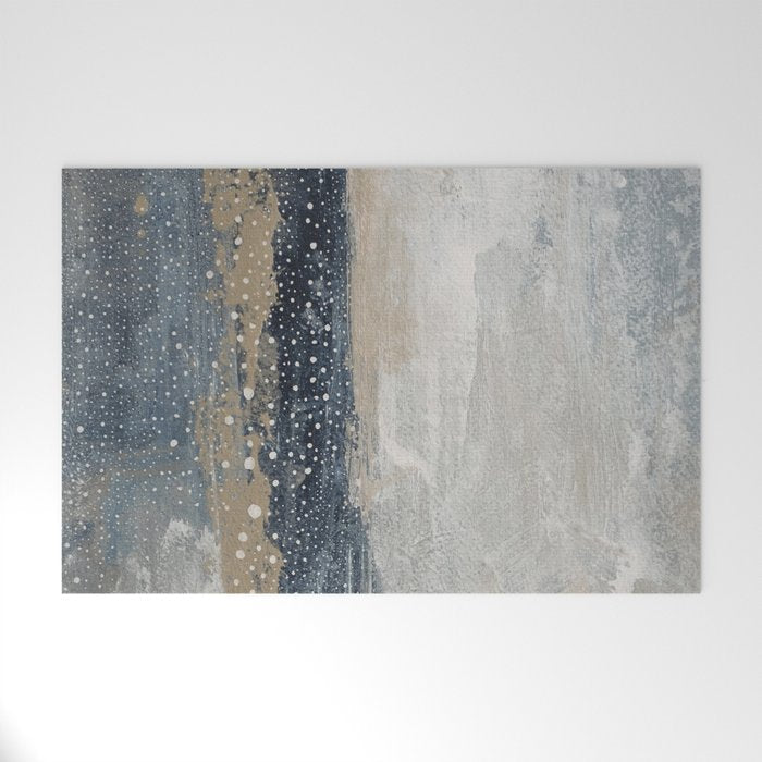 Blue and Beige Abstract Painting  Textured Modern Art Welcome Mat Gallery Image 1