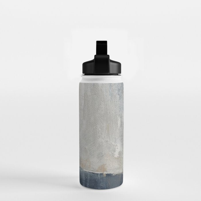 Blue and Beige Abstract Painting  Textured Modern Art Water Bottle Gallery Image 2