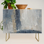 Blue and Beige Abstract Painting  Textured Modern Art Credenza Gallery Image 1