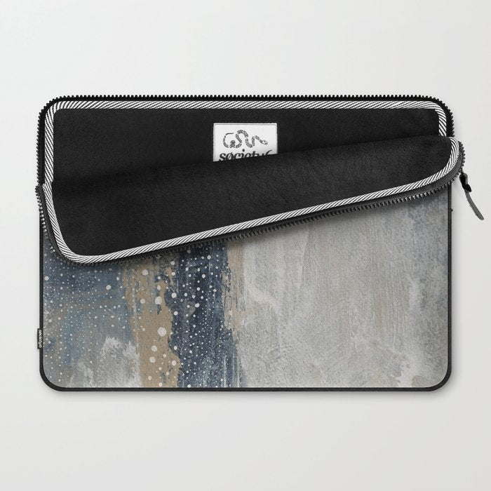 Blue and Beige Abstract Painting  Textured Modern Art Laptop Sleeve Gallery Image 2
