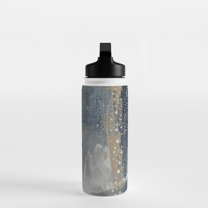 Blue and Beige Abstract Painting  Textured Modern Art Water Bottle Gallery Image 3