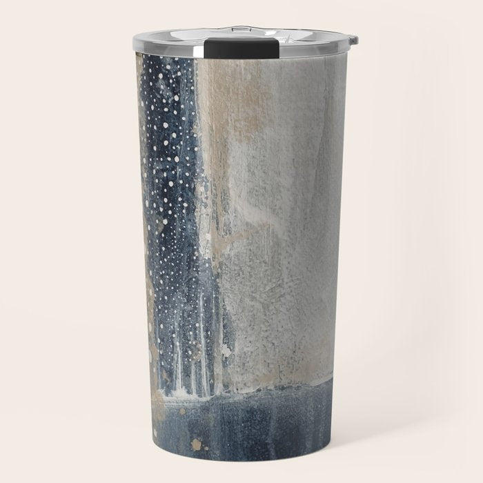 Blue and Beige Abstract Painting  Textured Modern Art Travel Mug Gallery Image 1