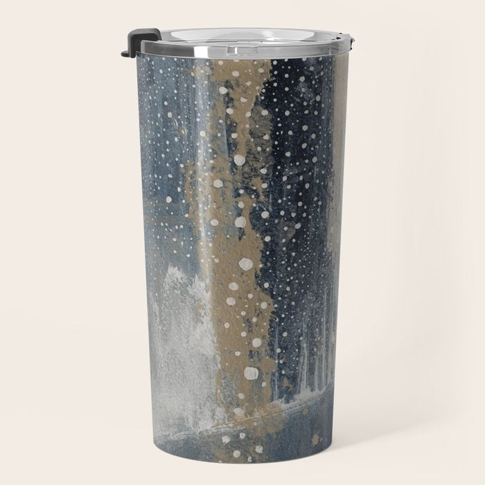 Blue and Beige Abstract Painting  Textured Modern Art Travel Mug Gallery Image 3