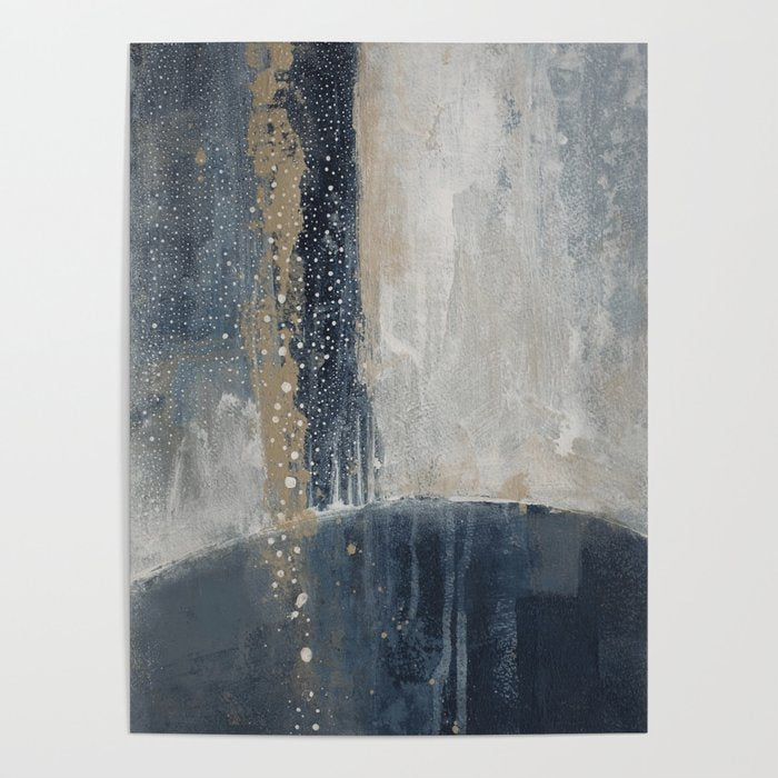 Blue and Beige Abstract Painting  Textured Modern Art Poster Gallery Image 1