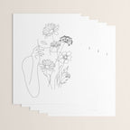 Minimal Line Art Woman with Flowers III Wrapping Paper Gallery Image 3