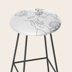Minimal Line Art Woman with Flowers III Stool Gallery Image 2