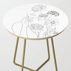Minimal Line Art Woman with Flowers III Side Table Gallery Image 2