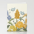 Wildflowers and Butterflies, Floral Prints, Yellow and Blue Stationery Card Gallery Image 2