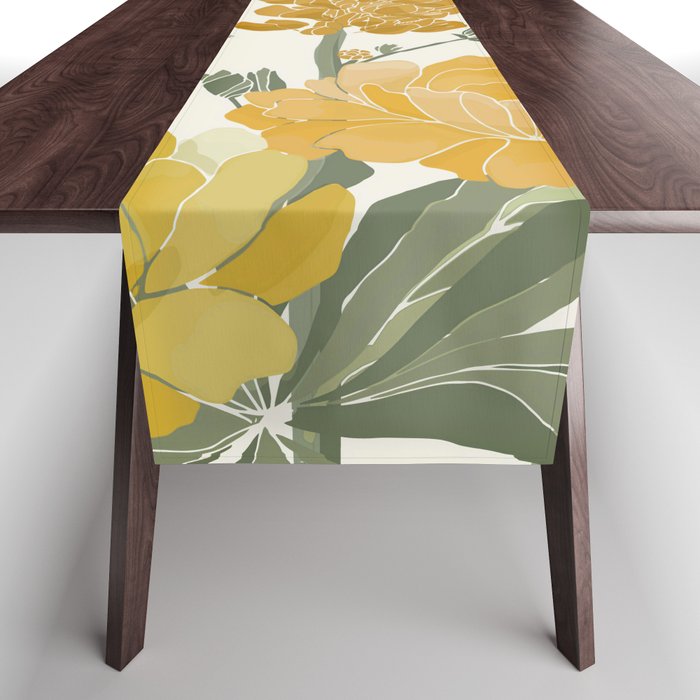 Wildflowers and Butterflies, Floral Prints, Yellow and Blue Table Runner Gallery Image 1