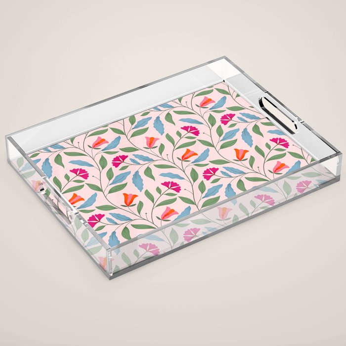 Floral Play - Vintage-Inspired Pattern Acrylic Tray Gallery Image 1