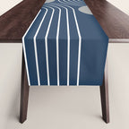 Mid Century Modern Geometric 106 in Navy Blue and Grey (Rainbow and Sun Abstraction) Table Runner Gallery Image 1