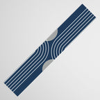 Mid Century Modern Geometric 106 in Navy Blue and Grey (Rainbow and Sun Abstraction) Table Runner Gallery Image 3
