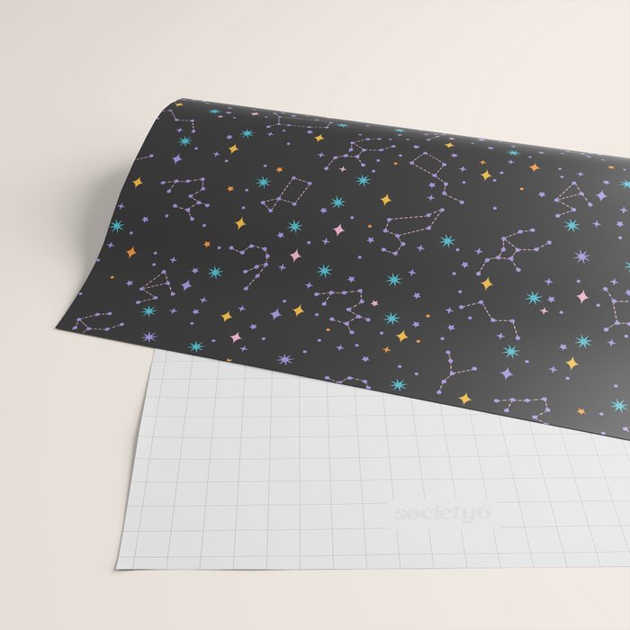 Colorful Night Sky on Black Wrapping Paper Gallery Image 2