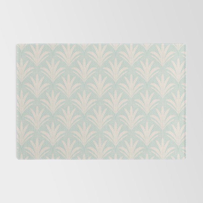 Boho Rustic Palm Radiance Soft Blue Rug Gallery Image 2
