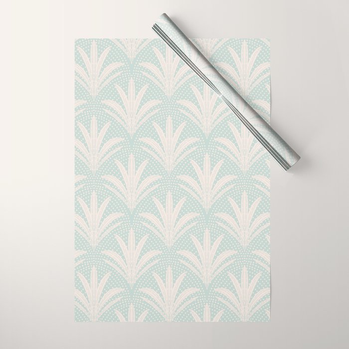 Boho Rustic Palm Radiance Soft Blue Wrapping Paper Gallery Image 1