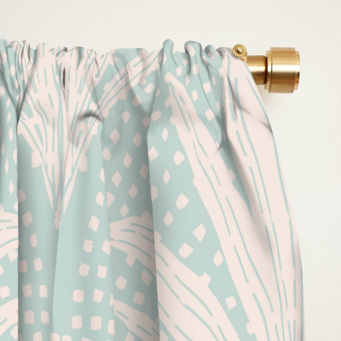 Boho Rustic Palm Radiance Soft Blue Window Curtain Gallery Image 2