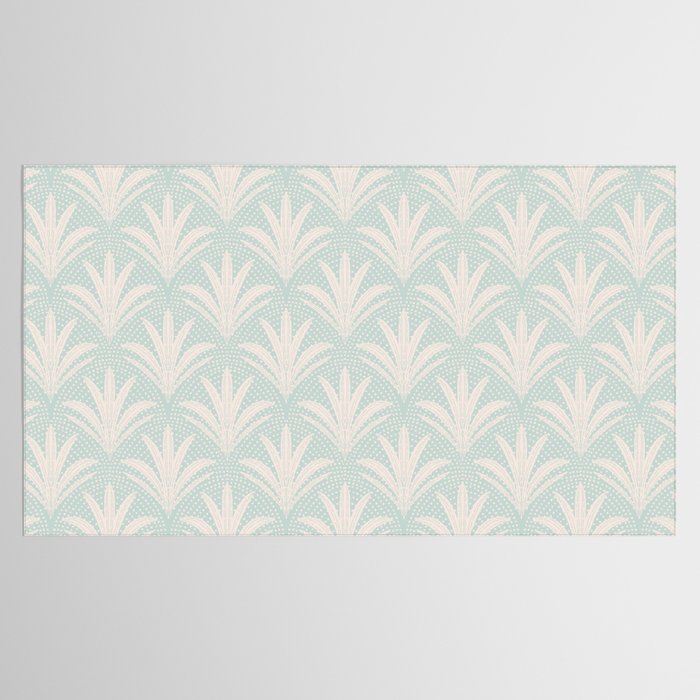 Boho Rustic Palm Radiance Soft Blue Tablecloth Gallery Image 2