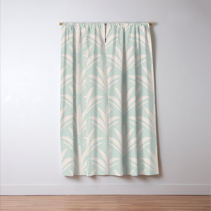 Boho Rustic Palm Radiance Soft Blue Window Curtain Gallery Image 3