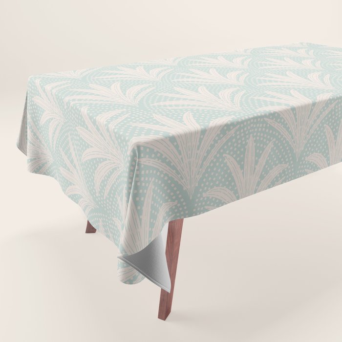 Boho Rustic Palm Radiance Soft Blue Tablecloth Gallery Image 1
