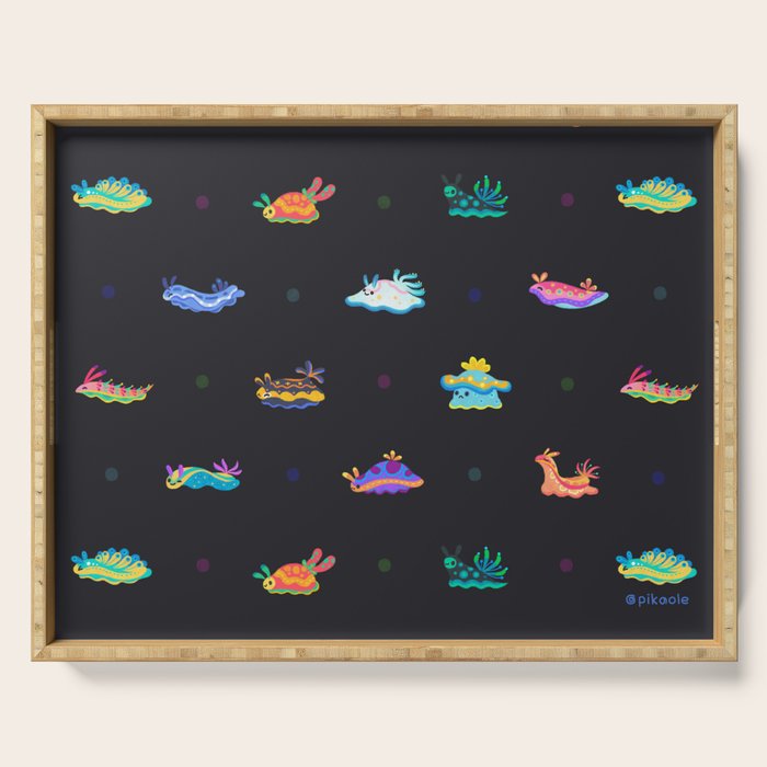 Sea slug - black Serving Tray Gallery Image 1