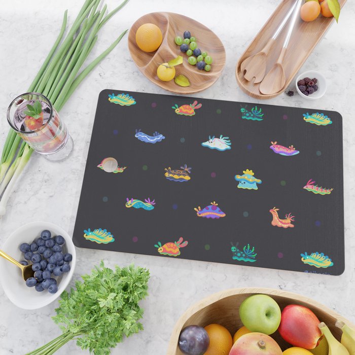 Sea slug - black Cutting Board Gallery Image 2