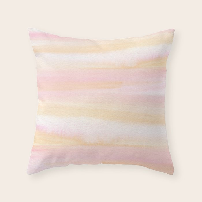 Pastel pink coral blush cream watercolor abstract watercolor pattern Throw Pillow Gallery Image 6