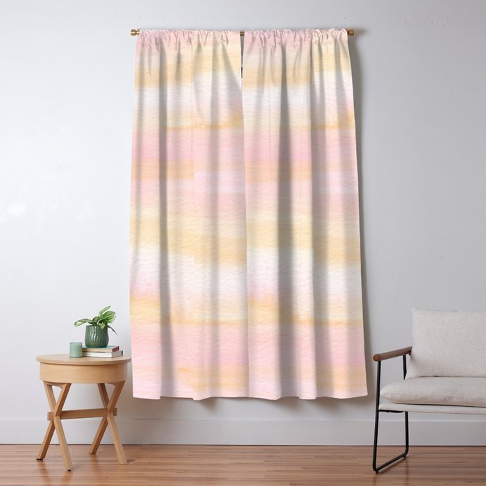 Pastel pink coral blush cream watercolor abstract watercolor pattern Window Curtain Gallery Image 5