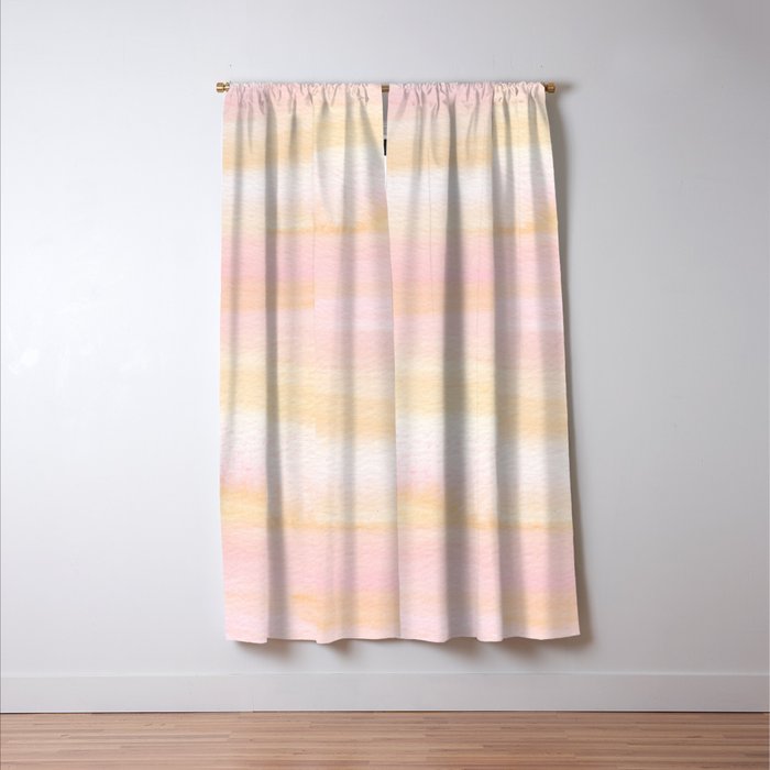Pastel pink coral blush cream watercolor abstract watercolor pattern Window Curtain Gallery Image 3