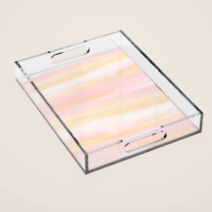 Pastel pink coral blush cream watercolor abstract watercolor pattern Acrylic Tray Gallery Image 1