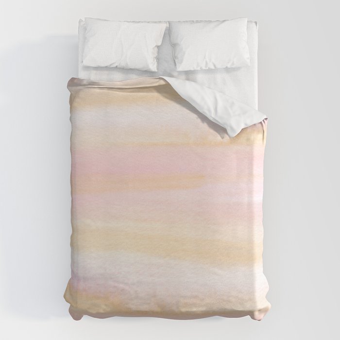 Pastel pink coral blush cream watercolor abstract watercolor pattern Duvet Cover Gallery Image 1