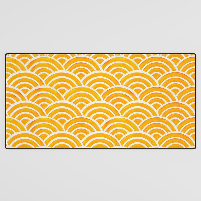 Japanese Seigaiha Wave â Marigold Palette Desk Mat Gallery Image 3
