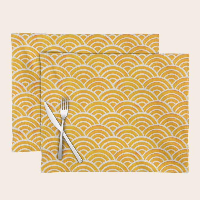 Japanese Seigaiha Wave - Marigold Palette Placemat Gallery Image 1