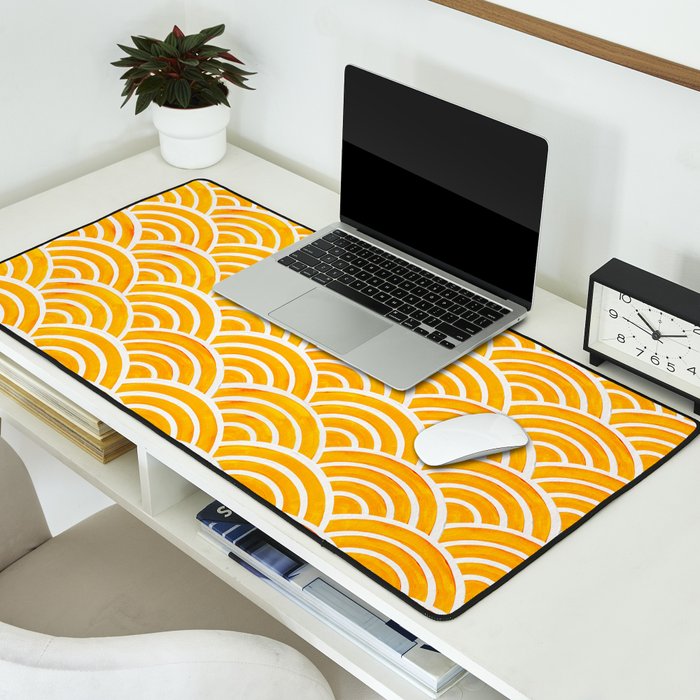Japanese Seigaiha Wave â Marigold Palette Desk Mat Gallery Image 2