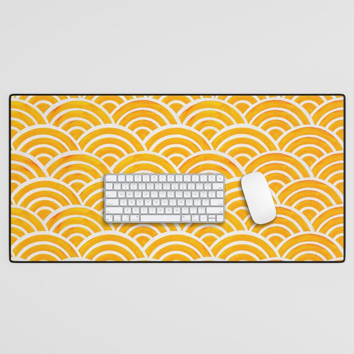 Japanese Seigaiha Wave â Marigold Palette Desk Mat Gallery Image 1