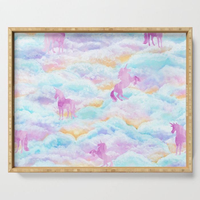 Unicorns Hiding in Clouds Serving Tray Gallery Image 1