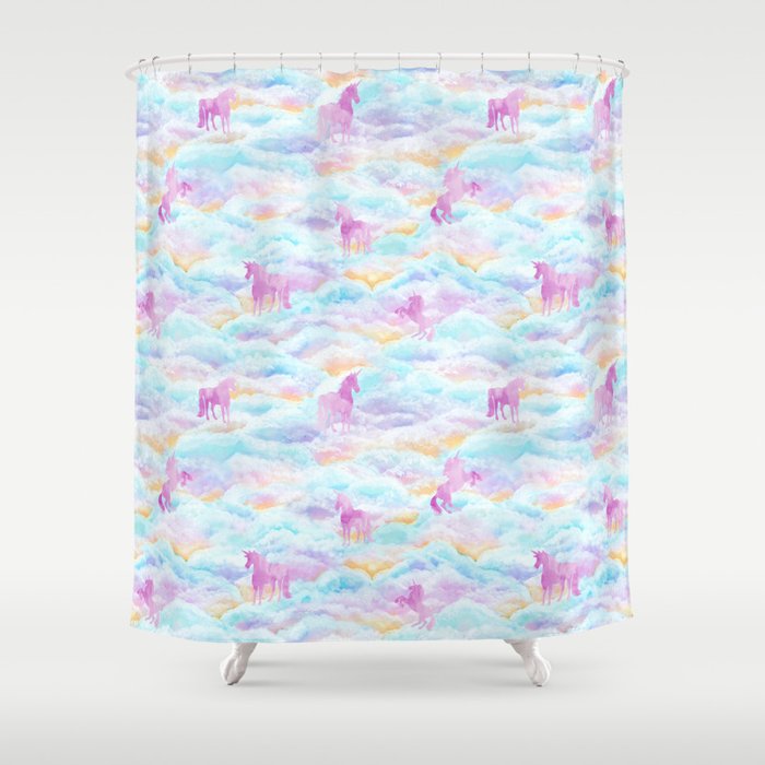 Unicorns Hiding in Clouds Shower Curtain Gallery Image 1