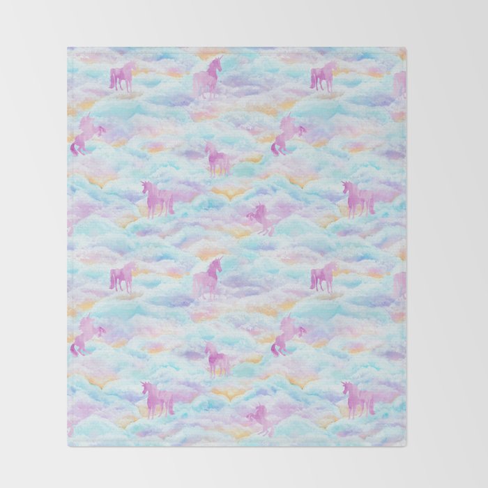 Unicorns Hiding in Clouds Throw Blanket Gallery Image 2