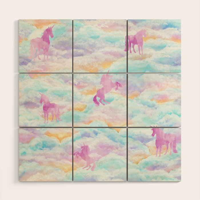 Unicorns Hiding in Clouds Wood Wall Art Gallery Image 1