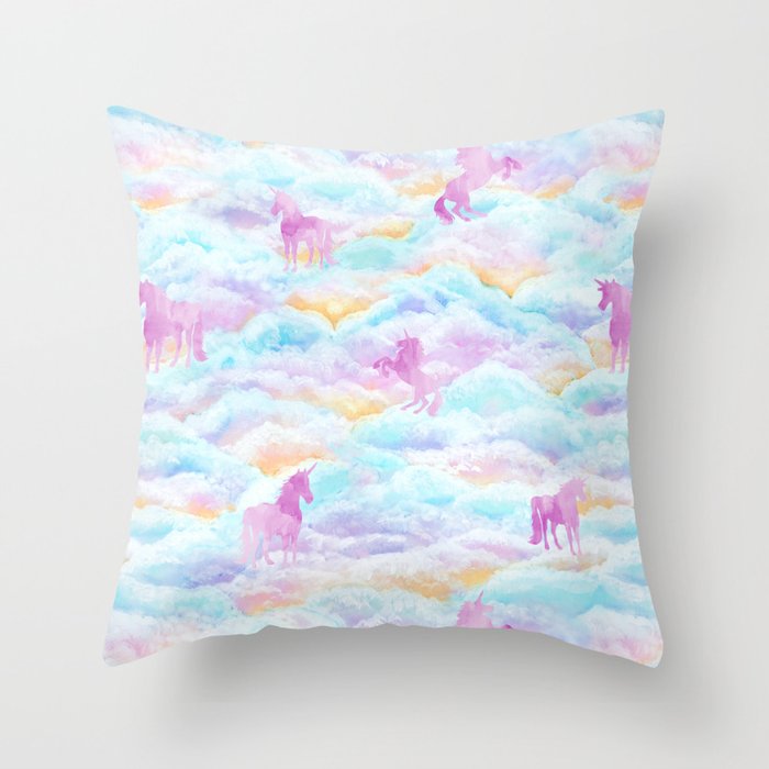 Unicorns Hiding in Clouds Throw Pillow Gallery Image 6