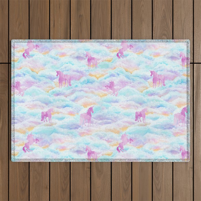 Unicorns Hiding in Clouds Outdoor Rug Gallery Image 1