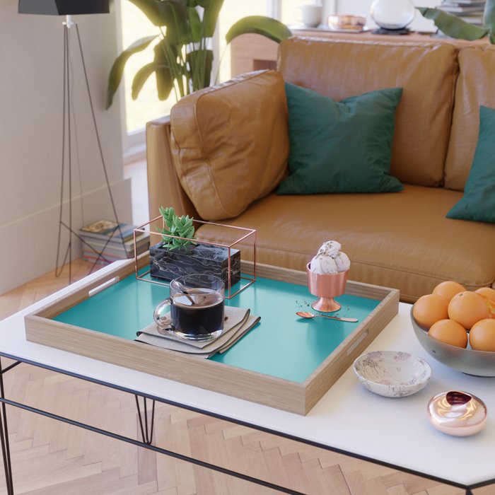 Teal Color Serving Tray Gallery Image 2