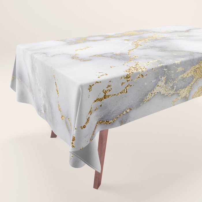 Blush chic faux gold gray gradient marble Tablecloth Gallery Image 1