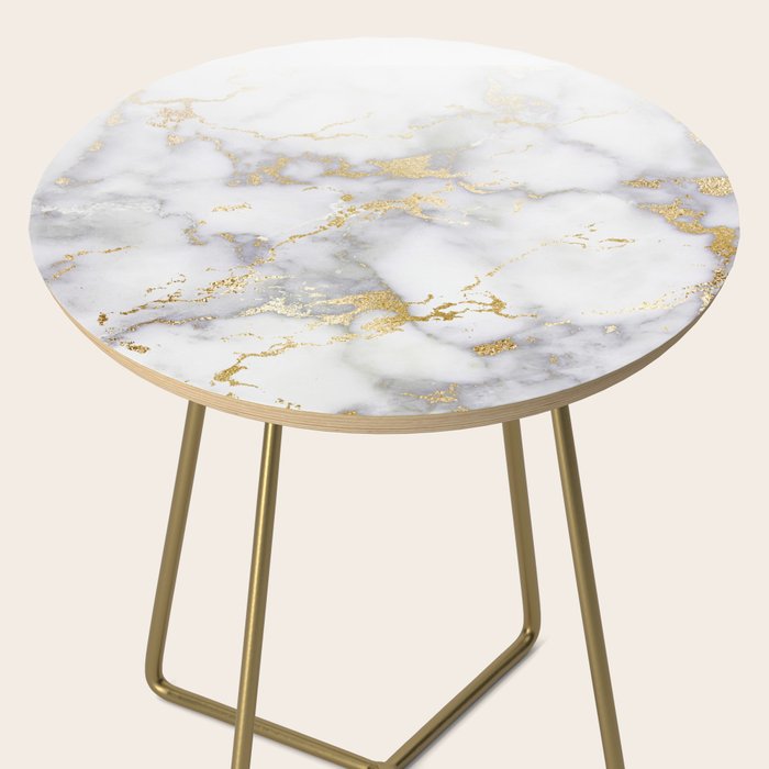 Blush chic faux gold gray gradient marble Side Table Gallery Image 2